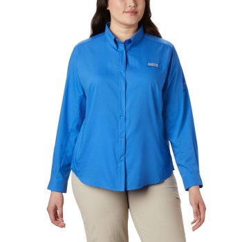 Columbia Overhemd Dames, PFG Tamiami II Long Sleeve Plus Size Blauw, 54QZMFBOR